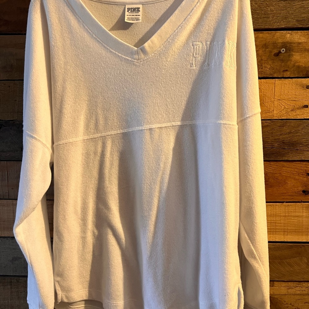 PINK Victoria's Secret White V-Neck Top